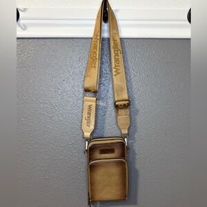 Wrangler Brown Leather Crossbody Bag